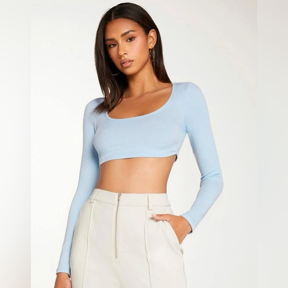 Long sleeve Baby blue crop top - Picture 1 of 2